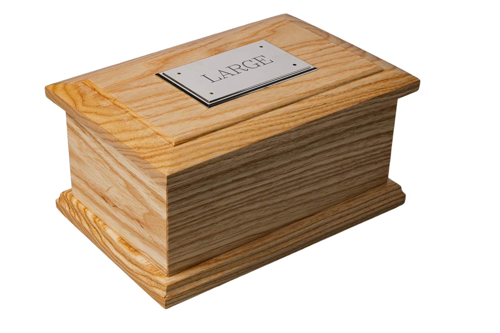Large Ash Pet Cremation Casket Silver Plaque