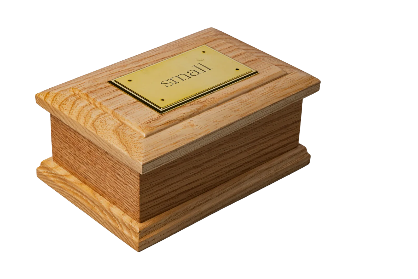 Small Ash Pet Cremation Casket Gold Plaque